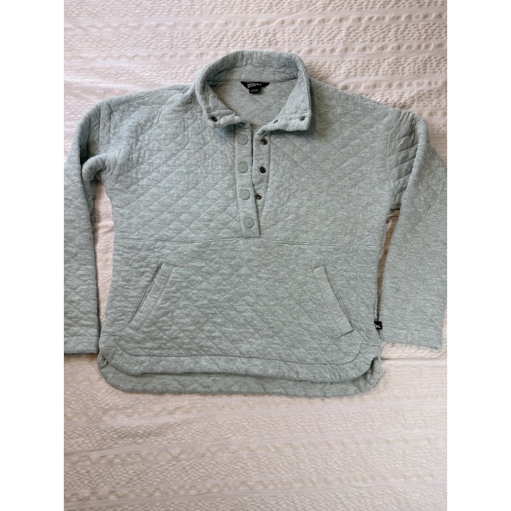 Eddie Bauer Quilted‎ Pullover Womens Small Snap Button Sweatshirt Casual